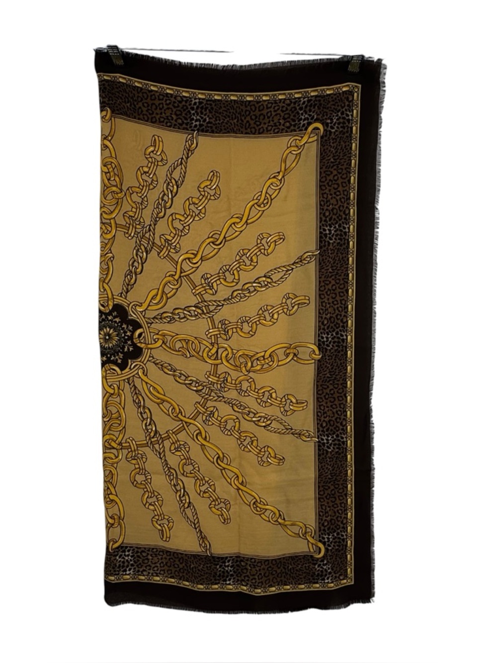 NWTS Women’s Elaine Gold Brown/Black/Gold/Tan Mixed Print Polyester Square Scarf